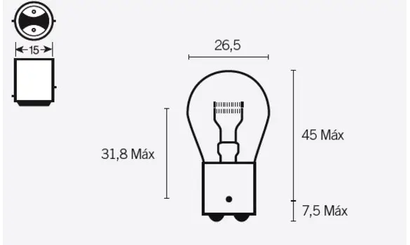 Lampara 6V 21/5W 2 Polos Bayoneta 15mm
