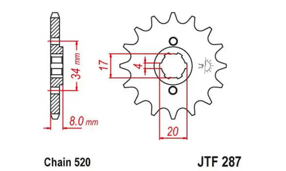 Piño Honda CB 250 Two Fifty 14-Z -JTF287